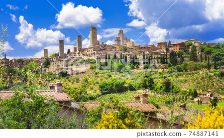 beautiful Italy landscapes. San Gimignano - Tuscany beautiful Italy landscapes. San Gimignano - Tuscany 74887141