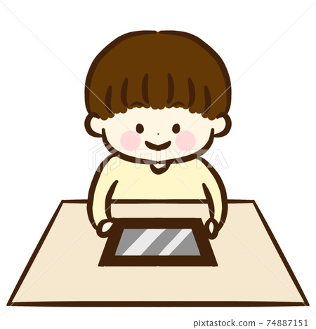 Children using sideways tablets Children using sideways tablets 74887151