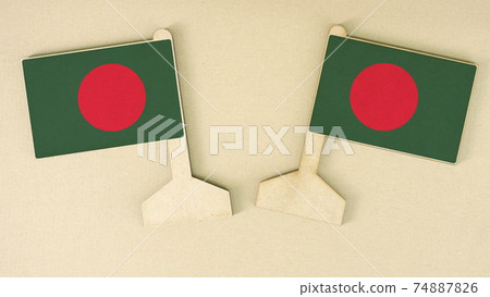 Flags of Bangladesh made of cardboard on the desk, flat layout Flags of Bangladesh made of cardboard on the desk, flat layout 74887826