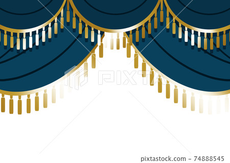 High-class fringe curtain top decoration frame rectangular blue green High-class fringe curtain top decoration frame rectangular blue green 74888545