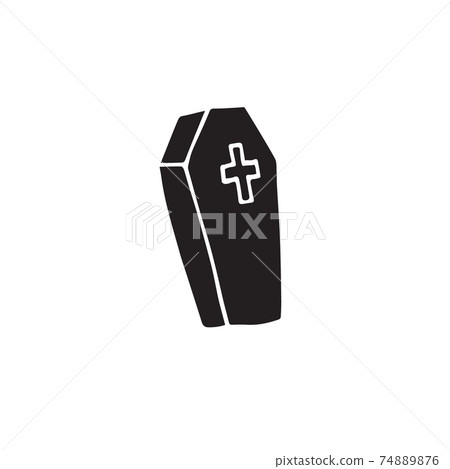 Vector hand drawn doodle sketch black coffin Vector hand drawn doodle sketch black coffin 74889876
