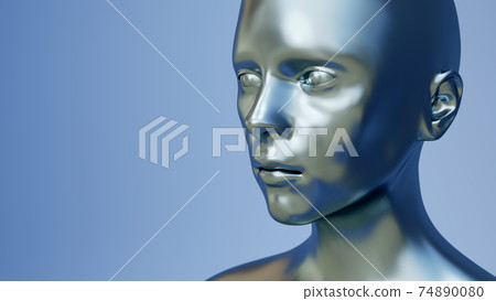 metal android head machine artificial intelligence 3D illustration metal android head machine artificial intelligence 3D illustration 74890080