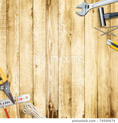 Tool and wood grain background material-There are multiple variations 74890674