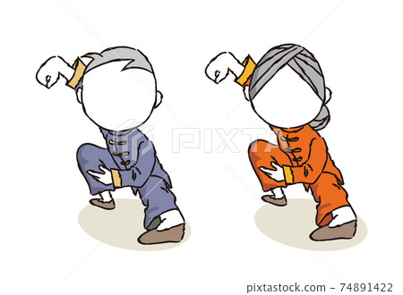 A pair of men and women who pose for Tai Chi, faceless type A pair of men and women who pose for Tai Chi, faceless type 74891422