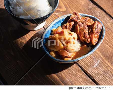 Local cuisine of Kagoshima, Japan. A dish of sweet and spicy pork. 74894608