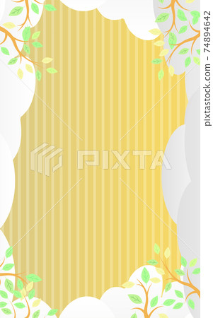 Gold-colored striped pattern and cloud background (vertical) 74894642