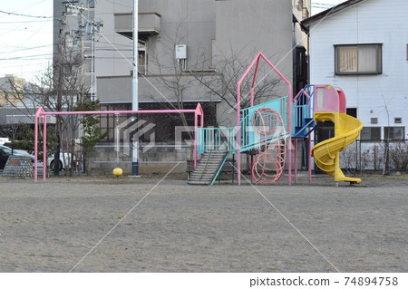 Aged and faded playground equipment Aged and faded playground equipment 74894758