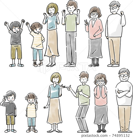Three generations family illustration Three generations family illustration 74895132