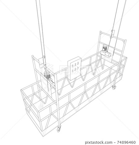 Empty construction elevator. Vector Empty construction elevator. Vector 74896460