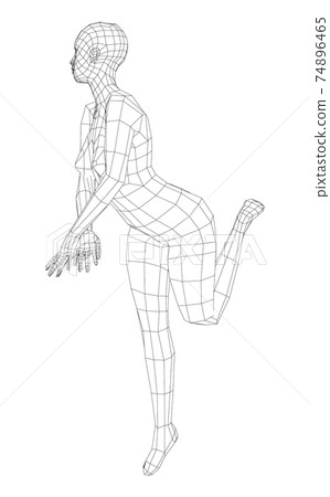 Wireframe girl posing in a sexy pose. Vector 74896465