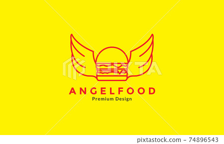 hamburger food with wings lines logo design vector icon symbol illustration 74896543