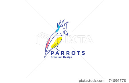 Logogram Bird lines art with abstract color parrots bird logo... - Stock Illustration ...