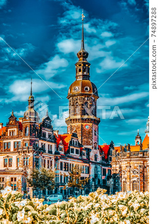 DRESDEN, GERMANY-SEPTEMBER 08, 2015 :Dresden Castle or Royal Palace (German: Dresdner Residenzschloss or Dresdner Schloss) is one of the oldest buildings in Dresden. Saxony, Germany. DRESDEN, GERMANY-SEPTEMBER 08, 2015 :Dresden Castle or Royal Palace (German: Dresdner Residenzschloss or Dresdner Schloss) is one of the oldest buildings in Dresden. Saxony, Germany. 74897288