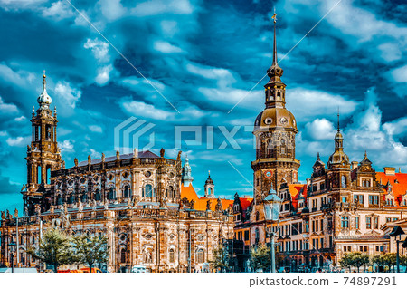 DRESDEN, GERMANY-SEPTEMBER 08, 2015 :Dresden Castle or Royal Palace (German: Dresdner Residenzschloss or Dresdner Schloss) is one of the oldest buildings in Dresden. Saxony, Germany. 74897291