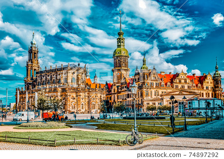 DRESDEN, GERMANY-SEPTEMBER 08, 2015 :Catholic Court Church(Katholische Hofkirche).Center of the Dresden Old Town. Dresden has a long history as the capital and royal residence for the Electors and 74897292
