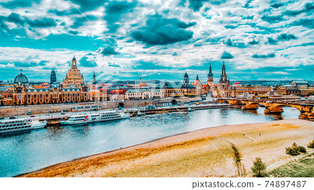 Histoirical center of the Dresden Old Town,  Zwinger, Theatre Square (Theaterplatz)Katholische Hofkirche.Dresden has a long history as the capital Saxony. 74897487