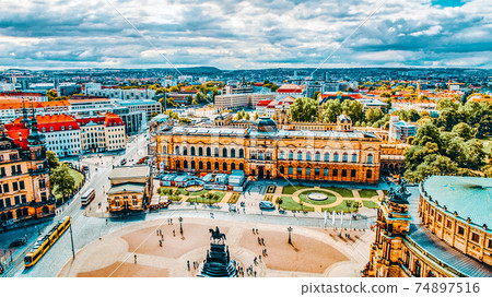 DRESDEN, GERMANY-SEPTEMBER 08, 2015 : Histoirical center of the Dresden Old Town. Dresden has a long history as the capital and royal residence for the Electors and Kings of Saxony.Saxony, Germany. DRESDEN, GERMANY-SEPTEMBER 08, 2015 : Histoirical center of the Dresden Old Town. Dresden has a long history as the capital and royal residence for the Electors and Kings of Saxony.Saxony, Germany. 74897516