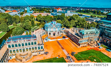Zwinger Palace (Der Dresdner Zwinger) Old Masters Picture Gallery, which was almost completely destroyed during the Second World War. Saxony, Germany. 74897524