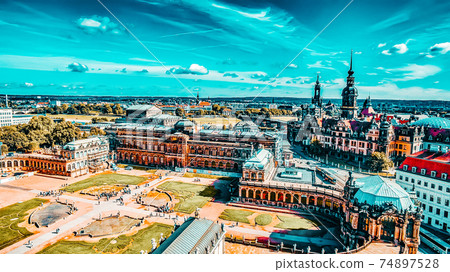 Zwinger Palace (Der Dresdner Zwinger) Old Masters Picture Gallery, which was almost completely destroyed during the Second World War. Saxony, Germany. 74897528