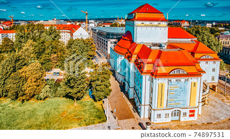 DRESDEN, GERMANY-SEPTEMBER 08, 2015 :  Histoirical center of the Dresden Old Town. Dresden has a long history as the capital and royal residence for the Electors and Kings of Saxony.Saxony, Germany. 74897531