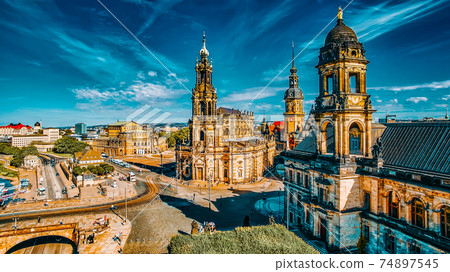 Histoirical center of the Dresden Old Town,  Zwinger, Theatre Square (Theaterplatz)Katholische Hofkirche.Dresden has a long history as the capital Saxony. 74897545