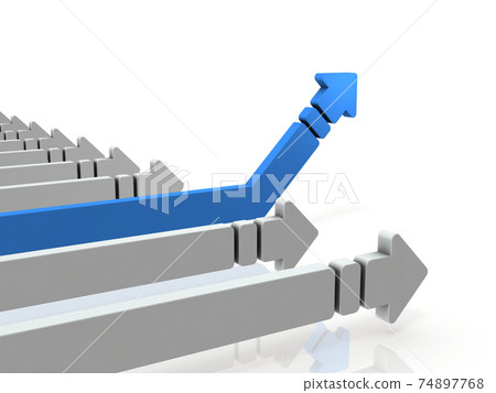 超越競爭對手而飛漲的形象。白色背景3D渲染。 74897768