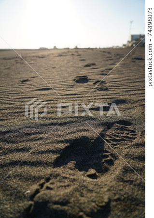 Footprints on the sandy beach Footprints on the sandy beach 74898073