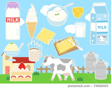 Milk dairy product set Milk dairy product set 74898405