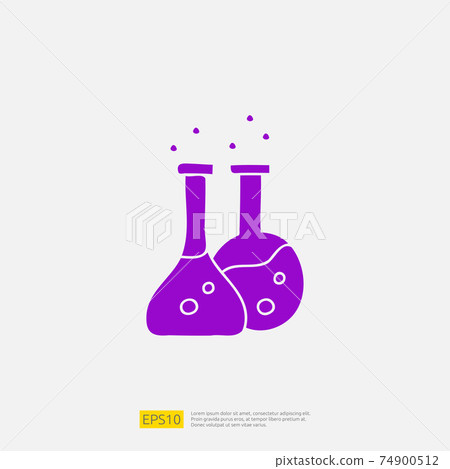 chemical bottle doodle icon for education and back to school concept. Solid glyph sign symbol vector illustration 74900512
