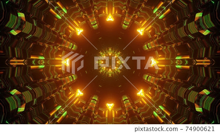 3d illustration of round endless corridor with neon lights 3d illustration of round endless corridor with neon lights 74900621