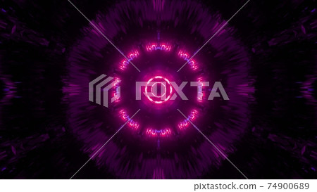 3D illustration of round neon tunnel 74900689