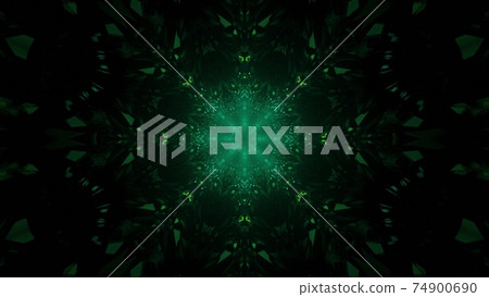 3D illustration of dark green ornament 74900690