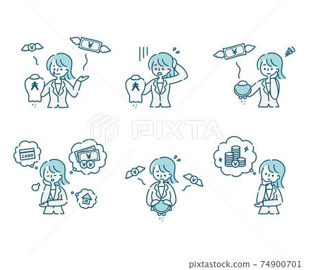 Negative image set of women in suits and money (Japanese Yen) Negative image set of women in suits and money (Japanese Yen) 74900701
