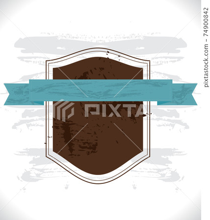 Vintage blank shield with ribbon. Grunge Invitation Label. Old stamp styled retro banner. Jpeg Illustration Vintage blank shield with ribbon. Grunge Invitation Label. Old stamp styled retro banner. Jpeg Illustration 74900842