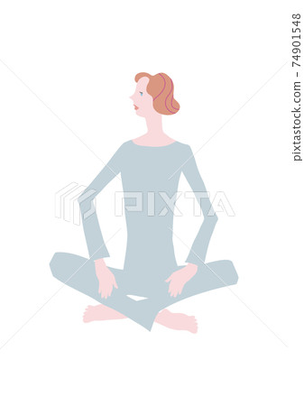 Young man sitting cross-legged Young man sitting cross-legged 74901548