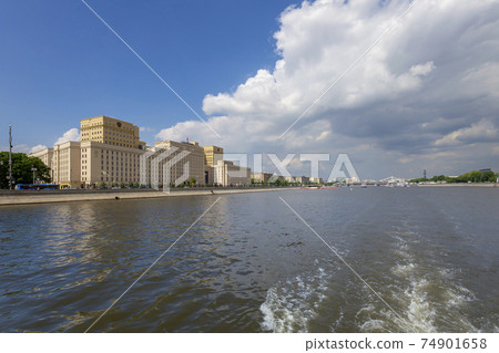 Main Building of the Ministry of Defence of the Russian Federation (Minoboron), day-- is the governing body of the Russian Armed Forces and Moskva River. Moscow, Russia 74901658