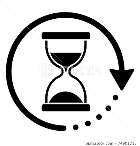 Hourglass and rotating arrow icon 74901713