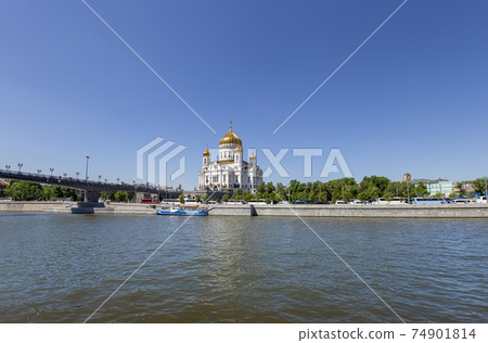 View of the Moskva River and the Christ the Savior Cathedral (day), Moscow, Russia. View of the Moskva River and the Christ the Savior Cathedral (day), Moscow, Russia. 74901814