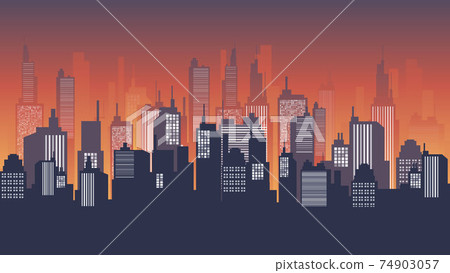 Vector Urban Cityscape Silhouette illustration. 74903057