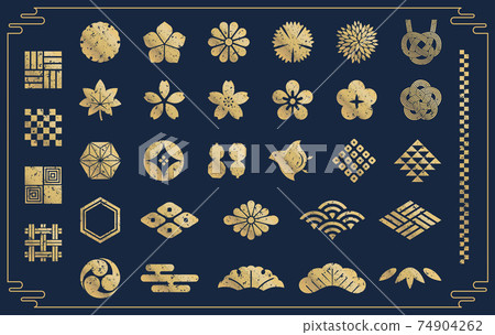 Stamp style Japanese pattern icon material collection Stamp style Japanese pattern icon material collection 74904262