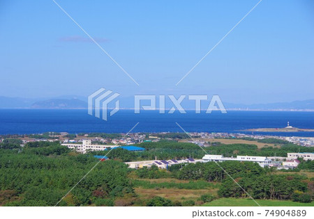 View of Omazaki and Hakodate city from Nishifukitukeyama Observatory, Oma Town, Aomori Prefecture 74904889