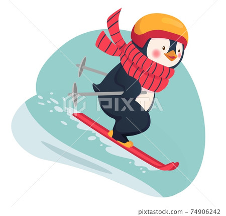 Penguin skier isolated Penguin skier isolated 74906242