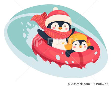 Penguins on snow tube Penguins on snow tube 74906243