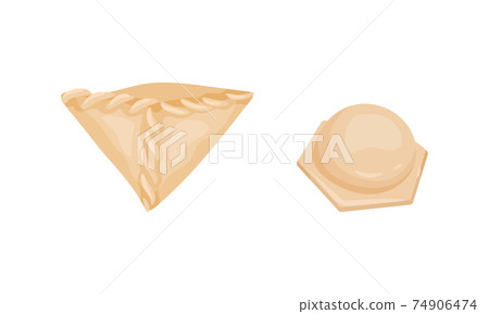 Dumpling Made of Dough Wrapped Around Savory or Sweet Filling Vector Set Dumpling Made of Dough Wrapped Around Savory or Sweet Filling Vector Set 74906474