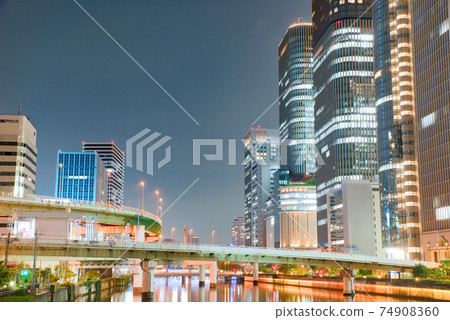 [大阪] 9月，夜景，大阪市北區中之島市容 74908360