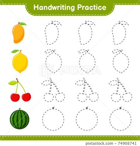 Handwriting practice sheet. Educational children game, printable worksheet  for kids. Writing training printable worksheet. Circles and lines Stock  Vector