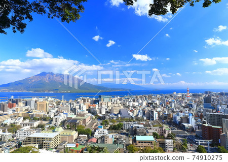 [鹿兒島縣]從城山公園展望台眺望的櫻島 74910275