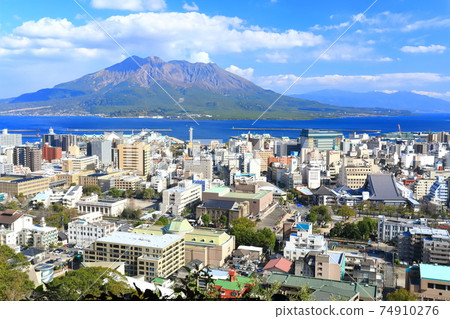 鹿兒島縣 從城山公園展望台眺望的櫻島 照片素材 圖片 圖庫