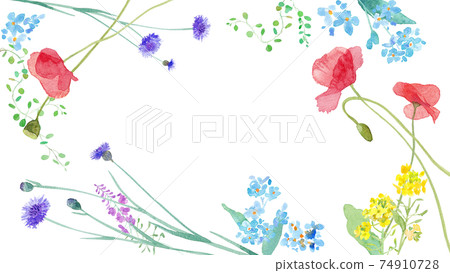 花在春天領域構築設計。水彩插圖。 74910728