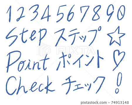 套藍色手寫數字和字母（粗體） 74913148